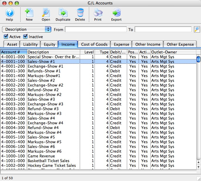 Sample Chart of Accounts | Arts Management Systems