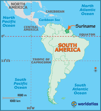 locator map of Suriname