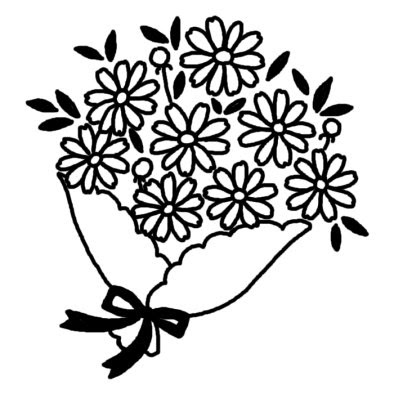 ブーケ 花束2 ブーケ 花束 花 無料 白黒イラスト素材