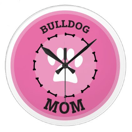 Circle Bulldog Mom Badge Large Clock