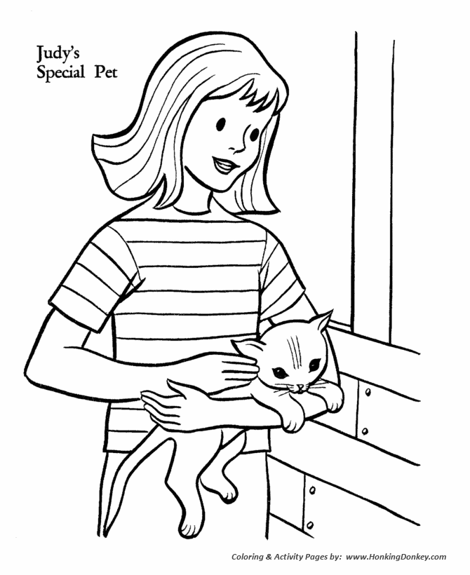 Pet Cat Coloring Pages Girl S Special Pet Cat Coloring Pages And Activity Sheets For Pre K Kids Honkingdonkey