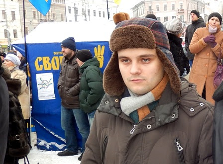 Перед виступом на мітингу до Дня Соборності України, сумний 22 січня 2014 р., Чернівці