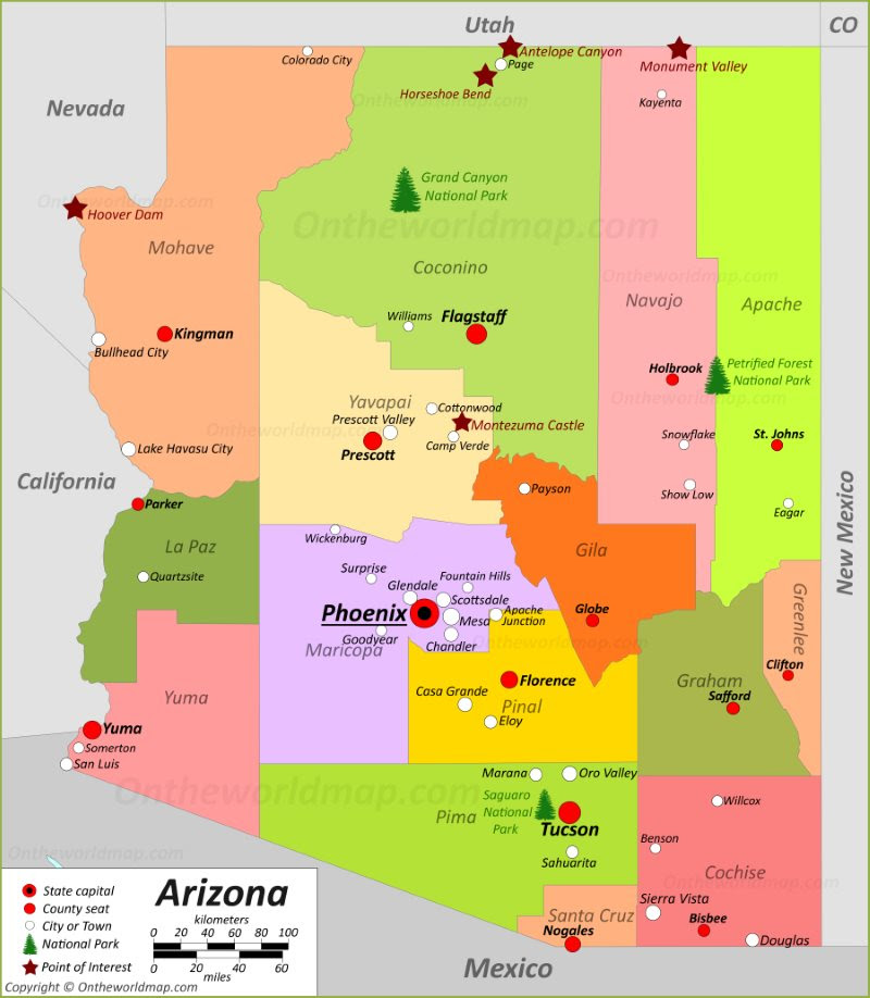 Map Of Arizona And Surrounding States Arizona State Maps | USA | Maps of Arizona (AZ)