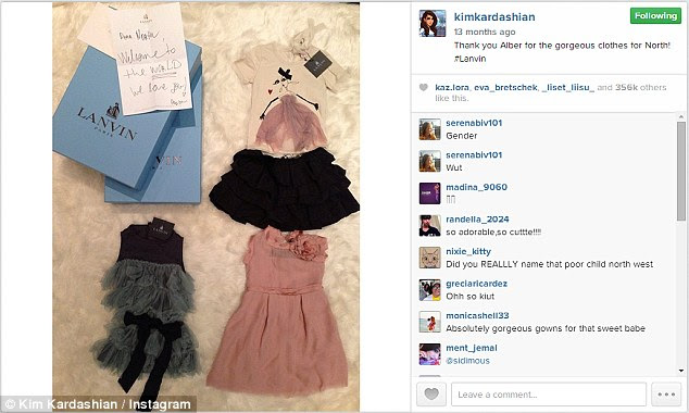 Proud momma: Kim regularly posts snaps of the luxury items given to North by her famous friends 