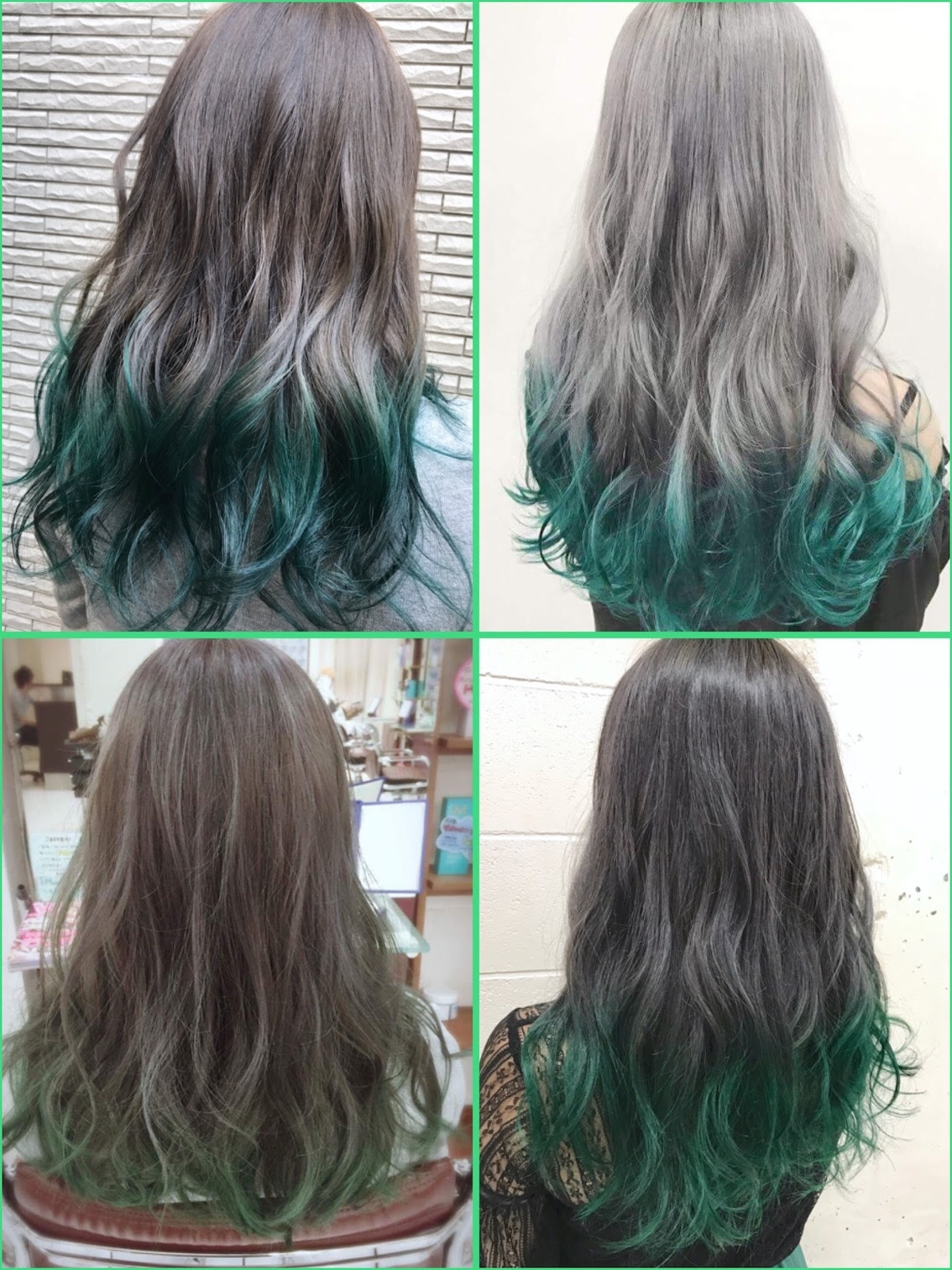 グリーンヘアカラー 緑カラー マットグリーンカラーにしたい方 ケアブリーチ ダブルカラー インナーカラー ハイライトカラー 原宿 美容室 Sherry 原宿美容室