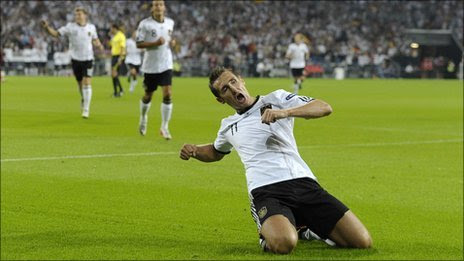 Miroslav Klose of Germany celebrates his team's first goal during 