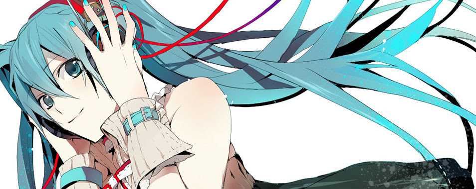初音ミク ヘッドホンで曲を聴く可愛いイラスト画像 ボカロ壁紙