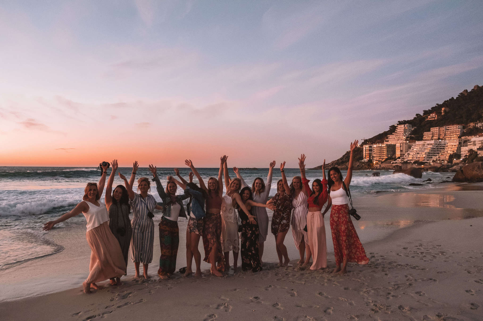 Group Picture on Camps Bay Beach at Sunset