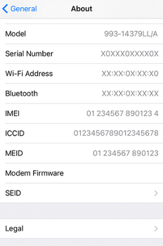 iPhone General About Screenshot