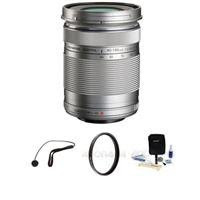 Olympus M.zuiko Digital ED 40-150mm f/4.0-5.6 R Camera Lens - Silver - Bundle - with Pro Optic 58mm MC UV Filter, Lens Cap Leash, Professional Lens Cleaning Kit