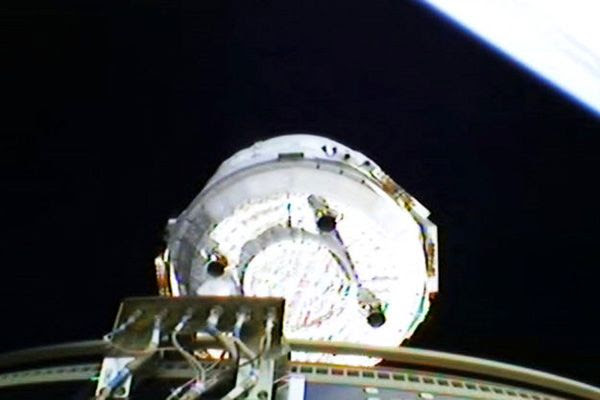 ATV-5 Georges Lemaître moments after separating from its Ariane 5 ES second stage motor (also known as the Storable Propellant Stage)...following launch on July 29, 2014.
