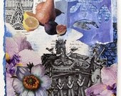 Original mixed media collage art on paper, using found imagery, acrylic paint and watercolor - BentEdgeAlchemy