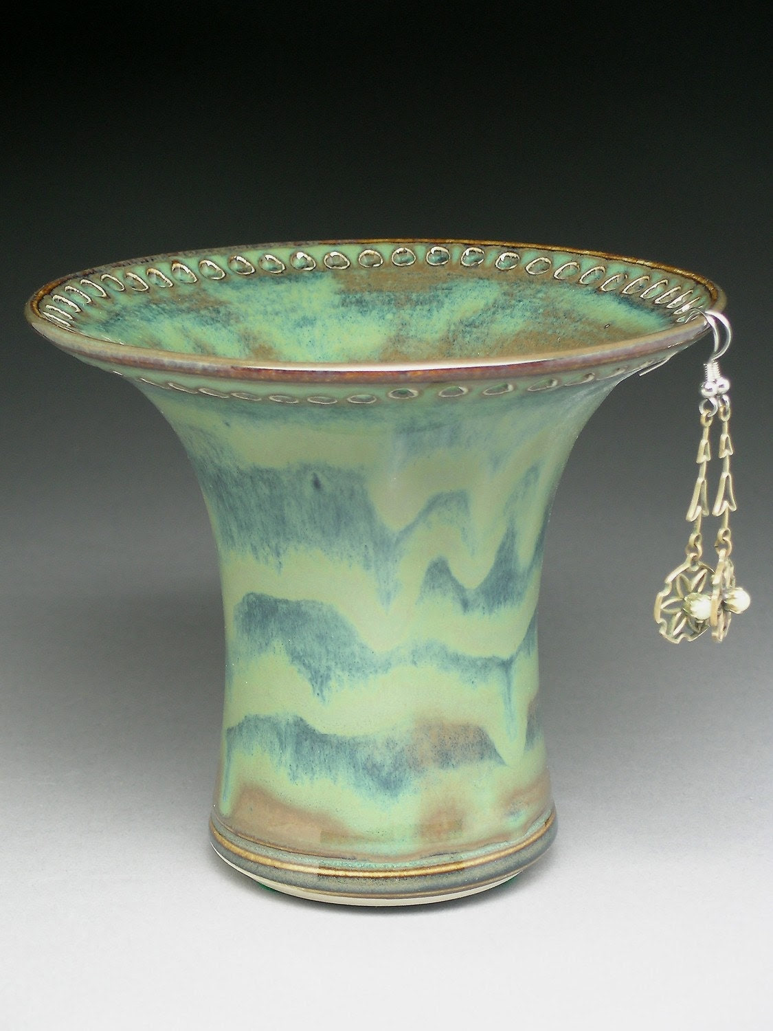 Ceramic Earring Holder - Brown/Green/Blue
