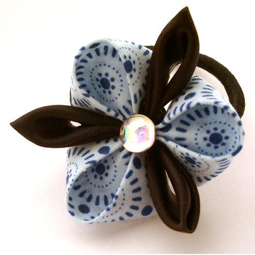 Blue and brown kanzashi orchid