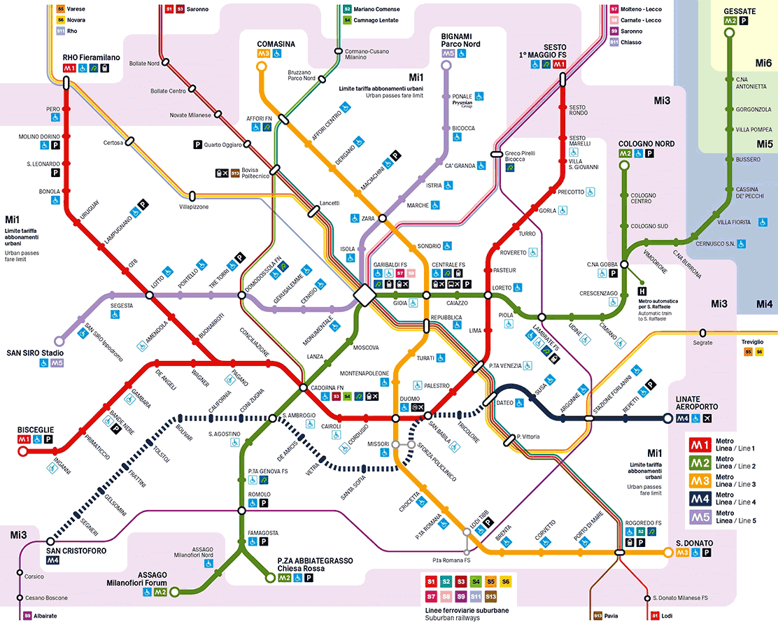 milanon kartta Milan Metro Map milanon kartta