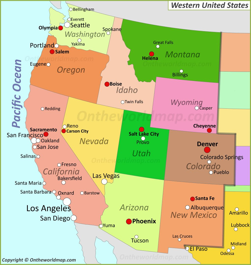 Map Of Western States Of America Map Of Western United States