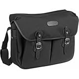 Billingham Hadley Large, SLR Camera System Shoulder Bag, Black Canvas with Tan Leather Trim and Brass Fittings