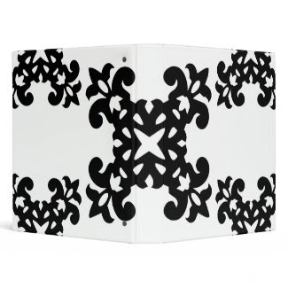 Her Vintage Girly Style Black &amp; White Damask Girls 3 Ring Binders