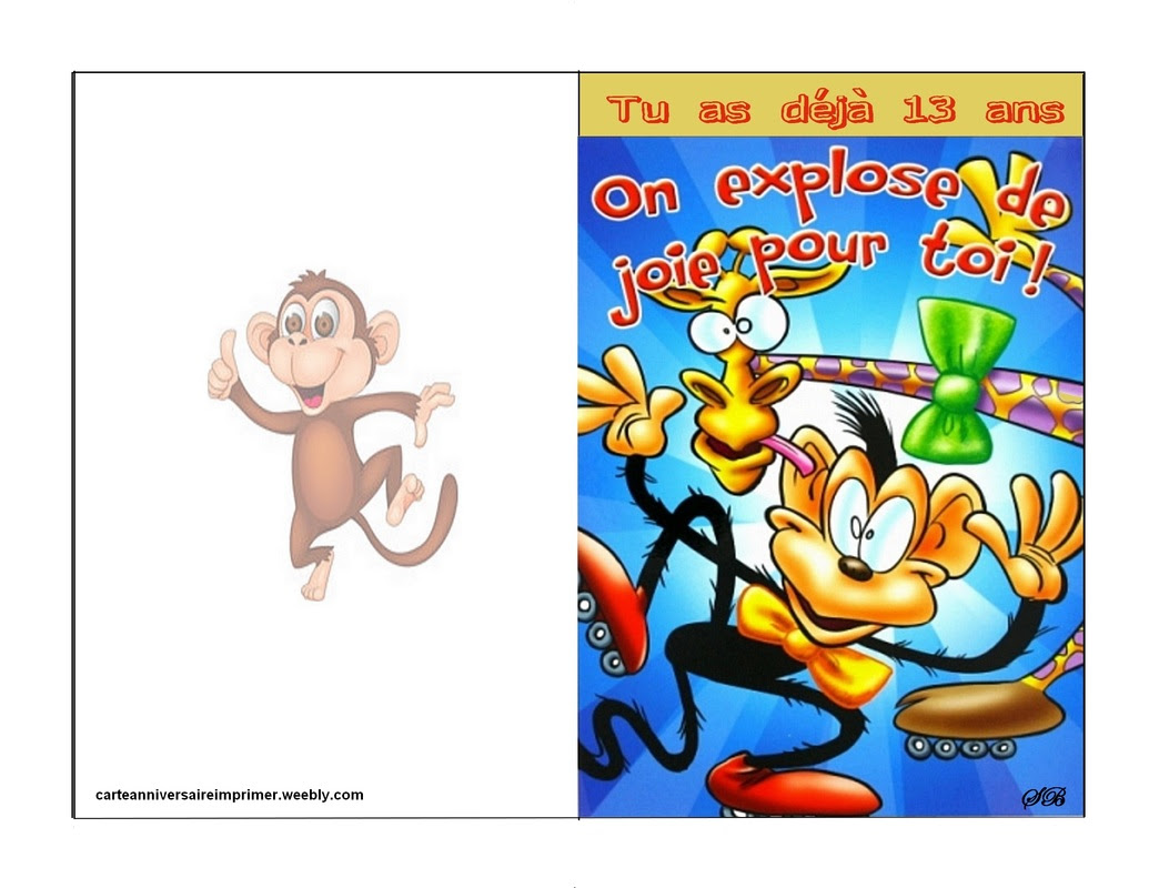 Carte D Anniversaire 13 Ans A Imprimer Cartes Anniversaire Imprimer Gratuite