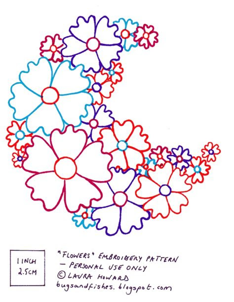  bugs and fishes by lupin flowers free embroidery pattern