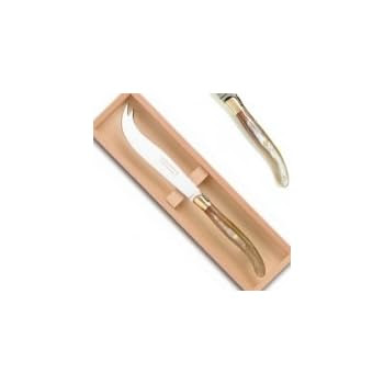 ProPassione Laguiole coffret couteau à fromage, manche en corne blonde/laiton, poli, dimensions: L 26 cm ProPassione Laguiole coffret couteau à fromage, manche en corne blonde/laiton, poli, dimensions: L 26 cm