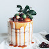 Brown butter chocolate chip cake with bourbon caramel frosting