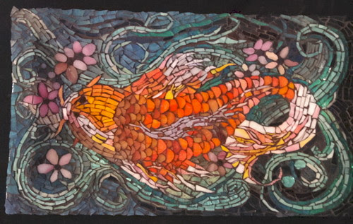  Tattoo Design Koi Fish Mosaic Platter 