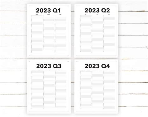 Free to download and print. 2023 quarterly calendar printable blank dated quarterly year etsy