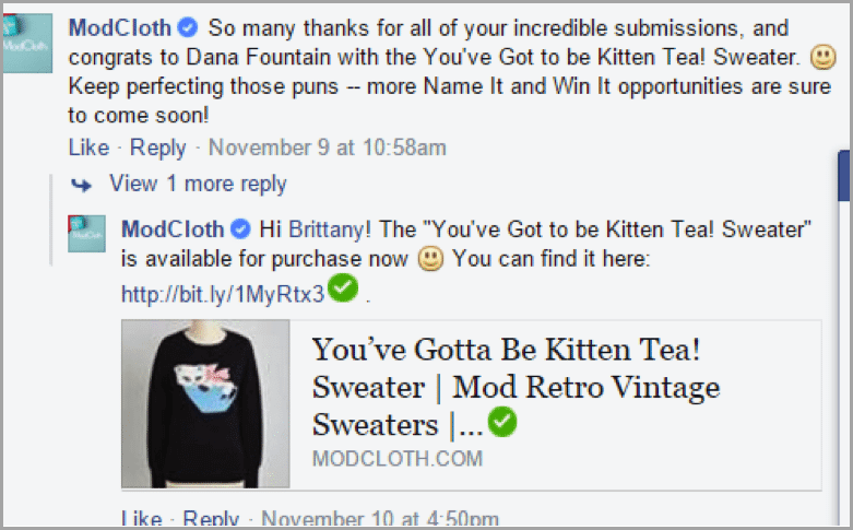 Modcloth example 2 - grow your startup with social media