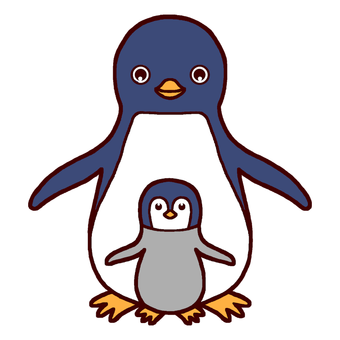 ペンギン カラー 親子 かわいい動物の無料イラスト素材