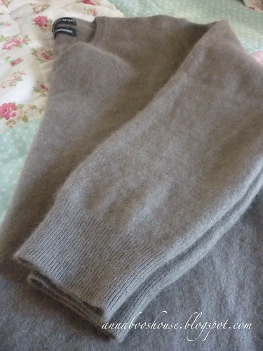 Upcycled leg warmers with crochet trim
