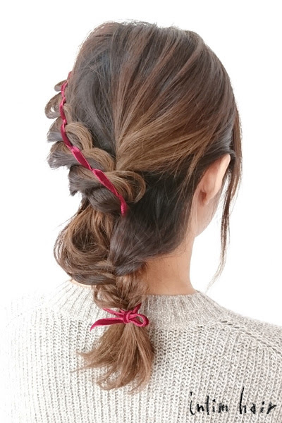リボンヘアアレンジには編み込みとウォーターフォール サロンテクを体験して ビューティーパーク