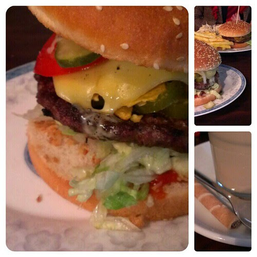 Day 1: something beginning with "C": my lunch today Chillie Cheese Burger with coffee with milk and chocolate wafer YUMM #fmsphotoaday #fmsphotoadaynovember #Berlin #nomnom