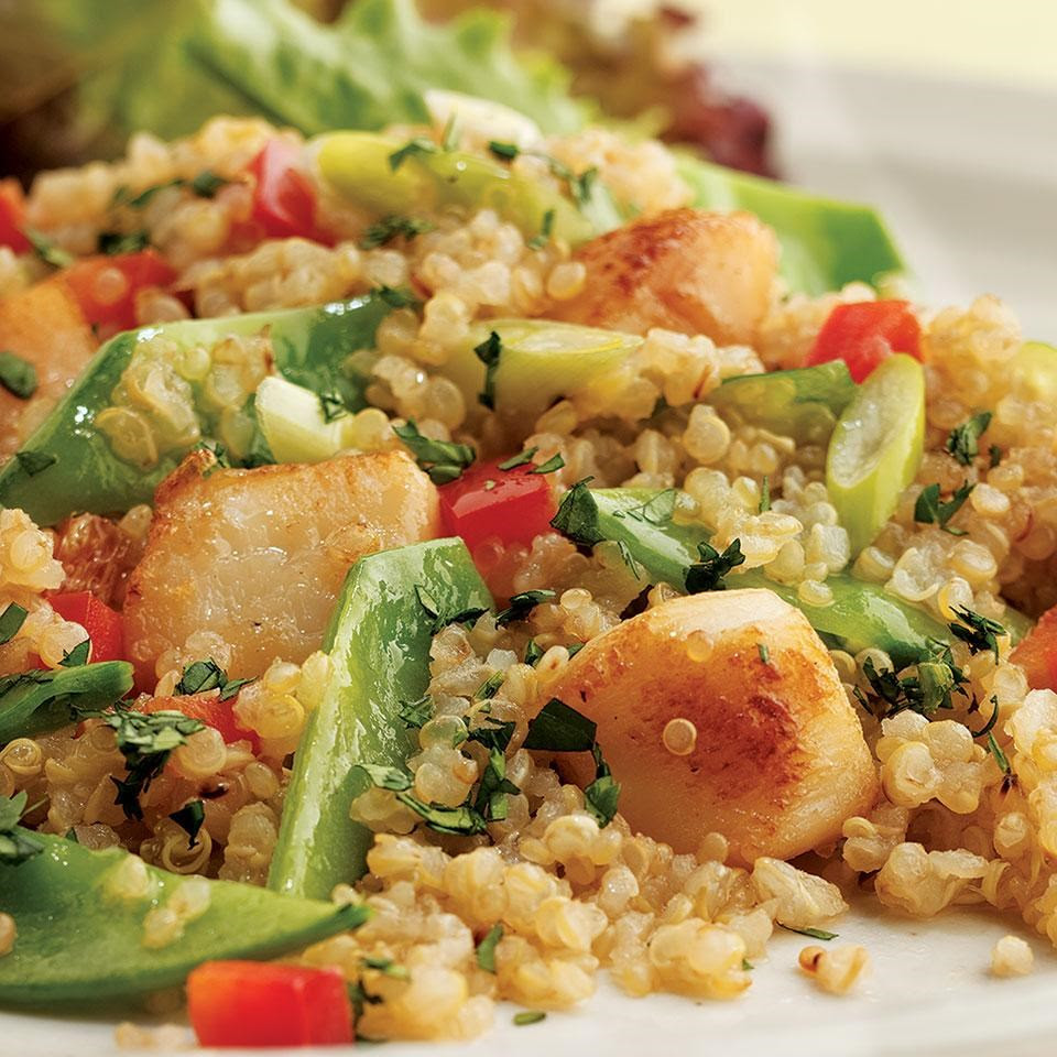 Toasted Quinoa Salad with Scallops & Snow Peas Recipe ...