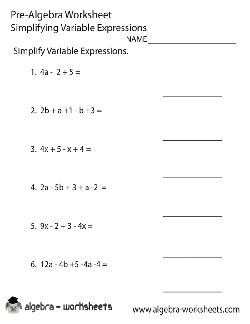 6th grade algebraic expressions worksheets with answers ...