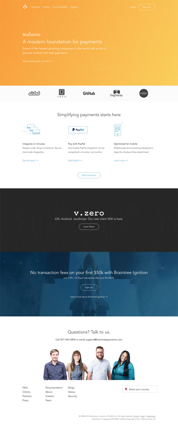 Braintree Homepage by Stephen Patterson
