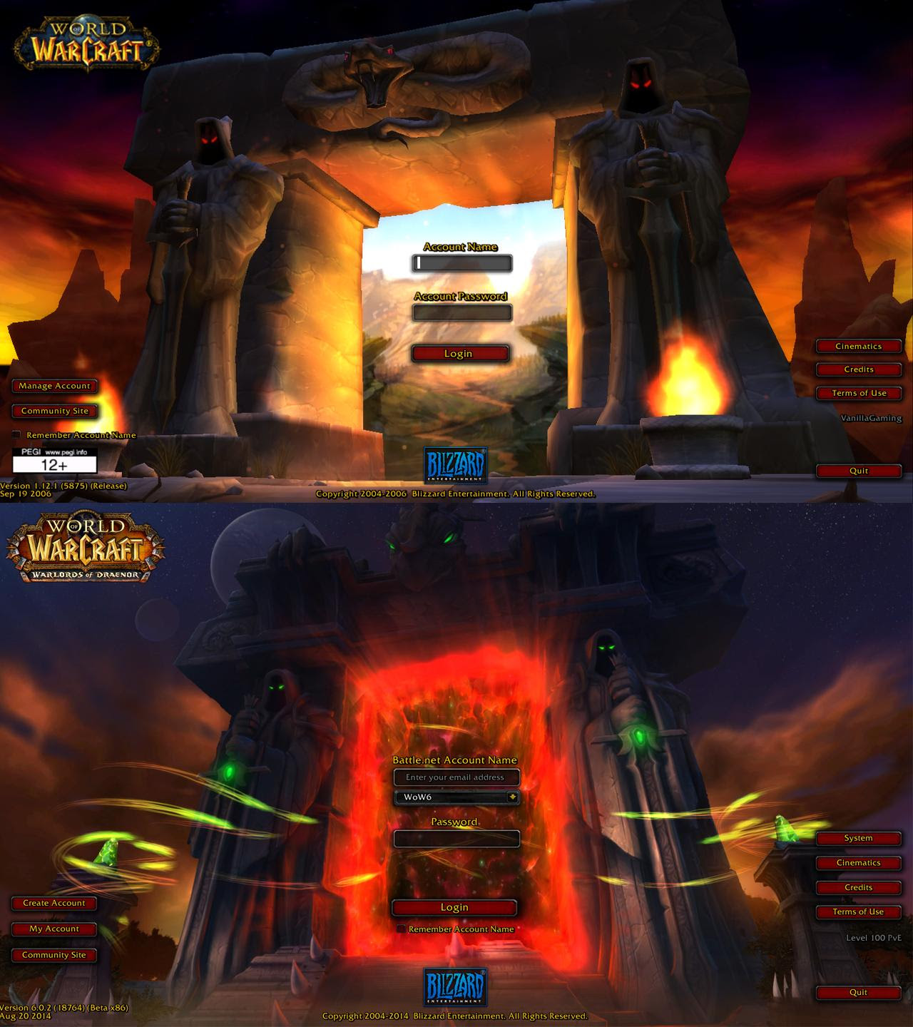 WoW Vanilla Login Screen