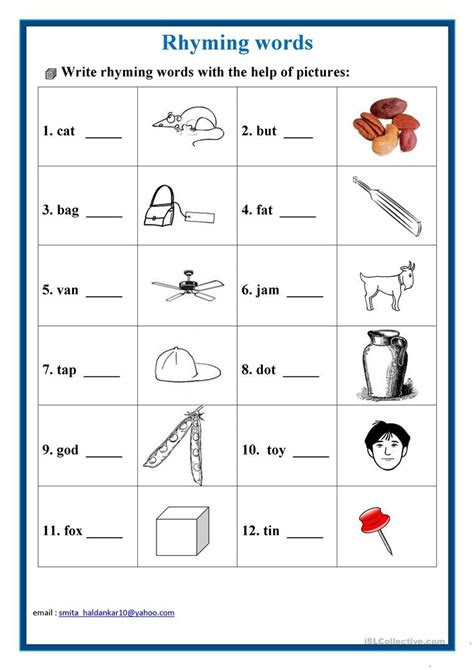 Seuss' rhyming text or having it read to them, children develop . free printable rhyming words worksheets free printable