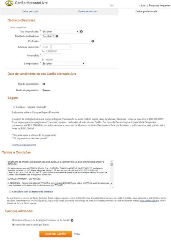 Como fazer um cartão de crédito Mercado Livre
