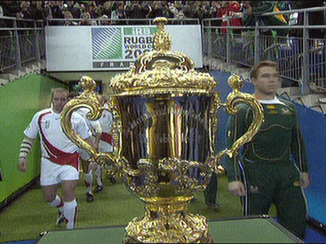 The teams emerge from the dressing room to do battle in the World Cup final