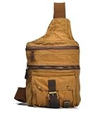 Durable Mens Military Canvas School Hiking Travel Backpack Chest Pack Bag Bookbag