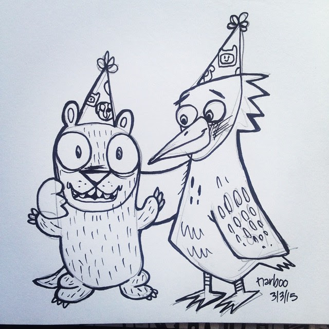 Ripped from the headlines!!!! America shocked to find out that woodpecker and weasel are actually friends and had their squirrel friend snap the picture and make up a story of who took it. This is from a recent birthday party.