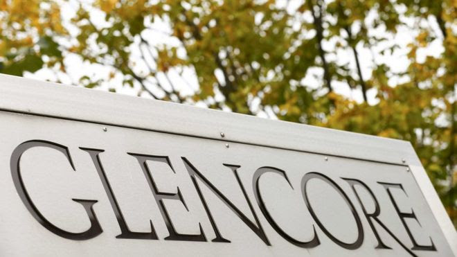 Glencore sign at HQ in Switzerland