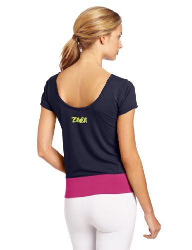Zumba Fitness LLC Women's Daring Scoop Neck Tee, Indigo, Medium