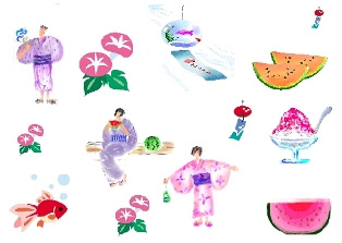 夏のイラストを集める 西の空を