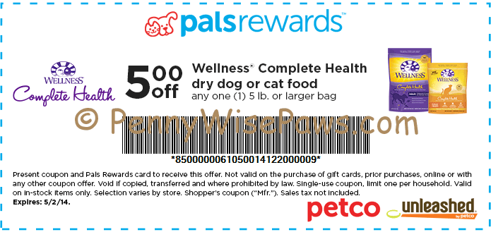 Petco: 5/1 Wellness dry cat or dog food new printable coupon ...