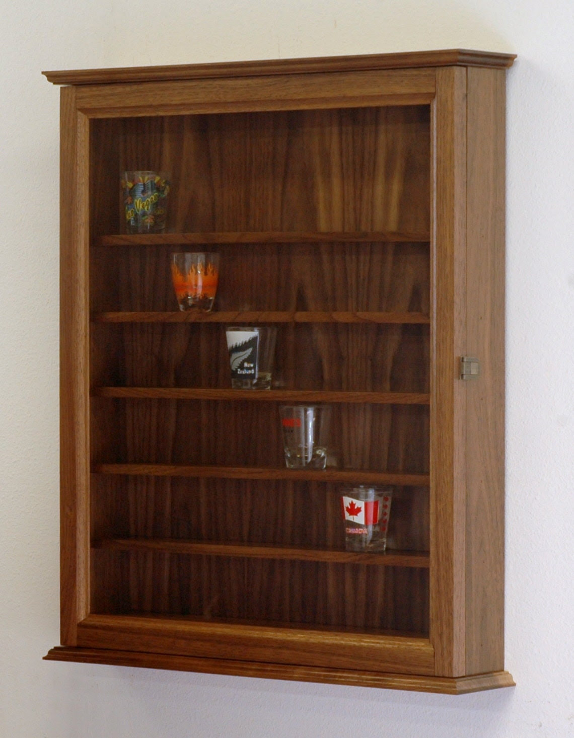Walnut Shot Glass Display Case Cabinet by fwdisplay on Etsy