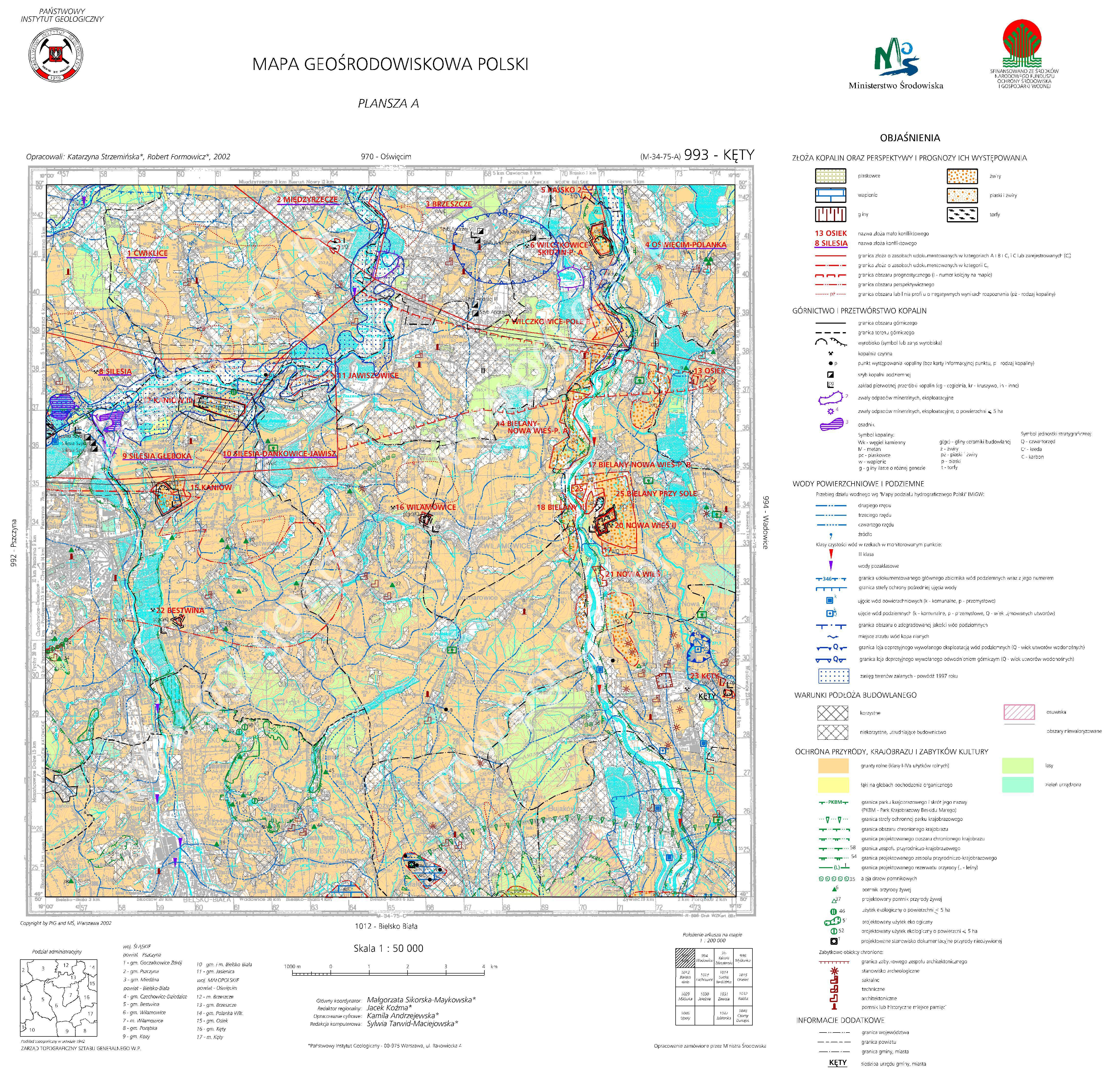 kety mapa polski Mapa Geośrodowiskowa Polski 1:50 000 (MGsP) Plansza A   Arkusz: Kęty