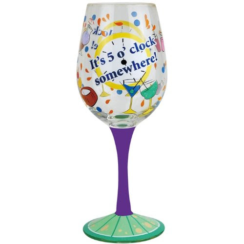Westland Giftware 15-Ounce It's 5 o'clock Somewhere Wine Glass, 9-Inch Wine Glasses