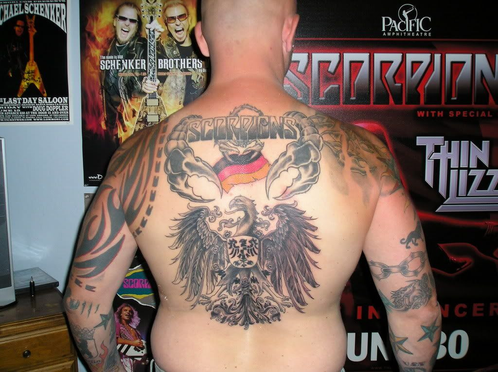 the Scorpions & Rudi's German heritage! Rudi Ray's full back tattoo's: the Scorpions & Rudi's German heritage! Rudi Ray's full back tattoo's: